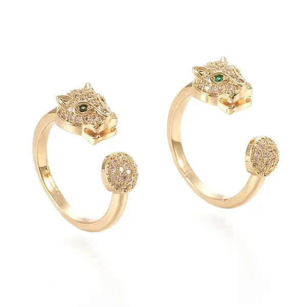 Adjustable Brass Micro Pave Cubic Zirconia Cuff Rings