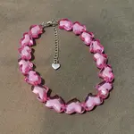 Valentine's Day Acrylic Bead in Bead Heart Beaded Necklaces with Alloy End Chains
