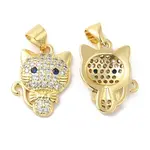 Brass Micro Pave Clear & Blue Cubic Zirconia Pendants