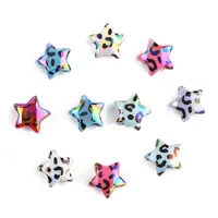 10Pcs UV Plating Opaque Rainbow Iridescent Acrylic Beads