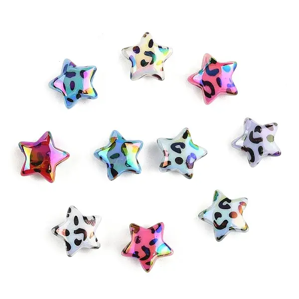 10Pcs UV Plating Opaque Rainbow Iridescent Acrylic Beads