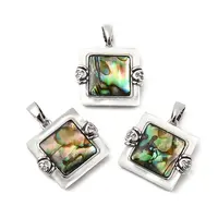 Brass Cubic Zirconia & Paua Shell Pendants