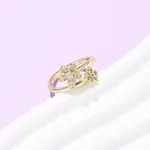 Flower Brass Micro Pave Cubic Zirconia Cuff Rings for Women