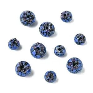 10Pcs 2 Styles Handmade Lampwork Bumpy Beads