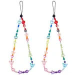2Pcs Resin Beaded Mobile Phone Lanyard Wrist Strap