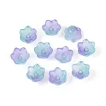 Transparent Two Tone Spray Painted Glass Bead Caps