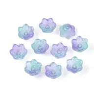 Transparent Two Tone Spray Painted Glass Bead Caps