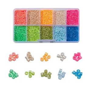 8000Pcs 10 Colors Fluorescent Color Glass Bugle Beads