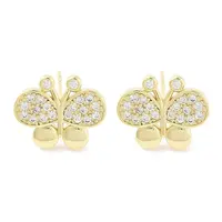Brass Micro Pave Clear Cubic Zirconia Studs Earring for Women