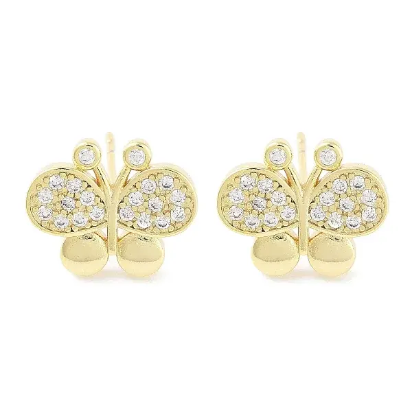 Brass Micro Pave Clear Cubic Zirconia Studs Earring for Women