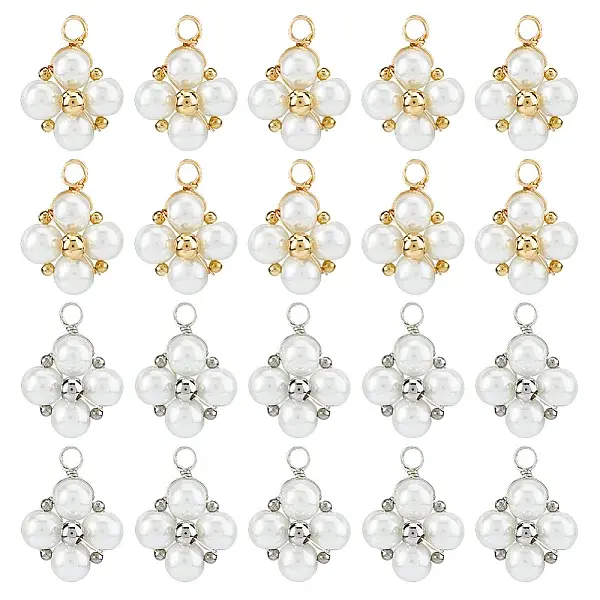 2Pcs Glass Pearl Pendants