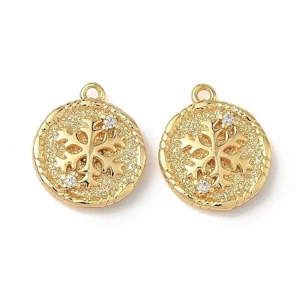 Christmas Brass Micro Pave Clear Cubic Zirconia Pendants