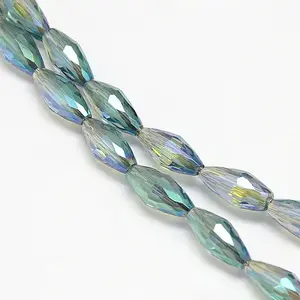 Electroplate Crystal Glass Rice Beads Strands