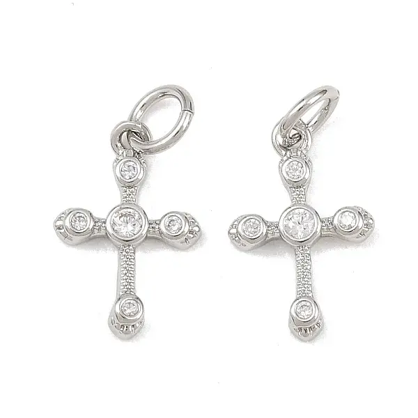 Brass Micro Pave Clear Cubic Zirconia Charms