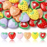 30Pcs 6 Styles Heart Print Opaque Acrylic Beads