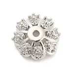 Flower Brass Micro Pave Clear Cubic Zirconia Bead Caps