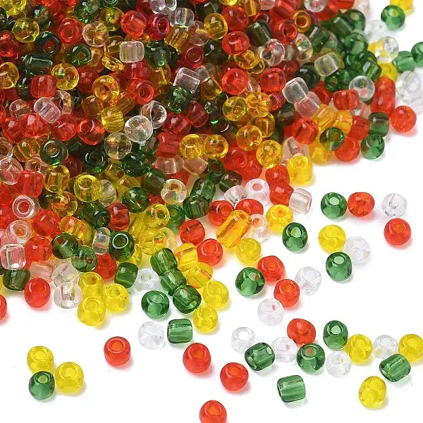 4 Colors Christmas 8/0 Transparent Glass Round Seed Beads