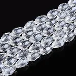 Transparent Teardrop Glass Beads Strands