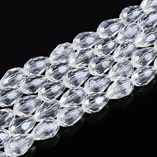 Transparent Teardrop Glass Beads Strands
