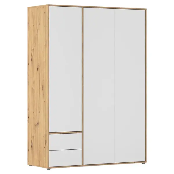 Rauch Möbel ŠATNÍ SKŘÍŇ S OTOČNÝMI DVEŘMI, bílá, dub artisan, 140/194/53 cm