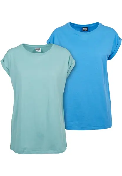 Dámské triko s prodlouženým ramenem 2-balení bluemint/horizont blue