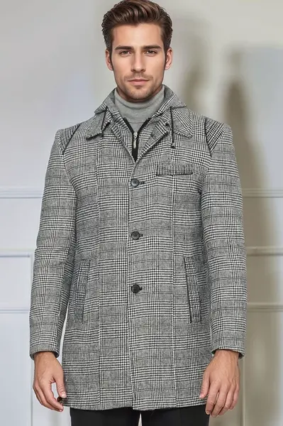 PLT9335 DEWBERRY MEN'S COAT-PLAID GREY