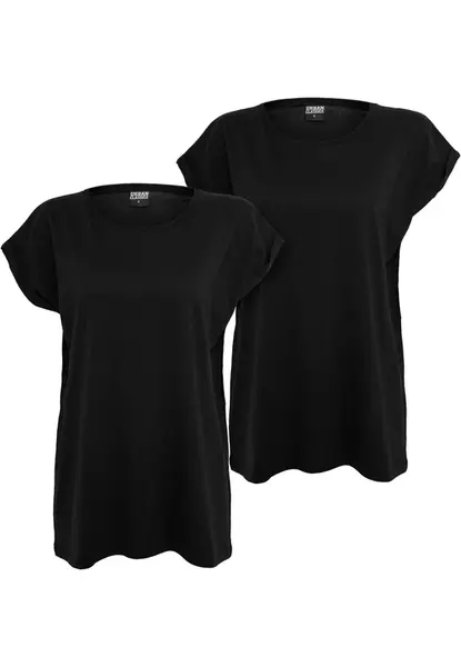 Women's T-shirt with extended shoulder 2-pack blk/blk