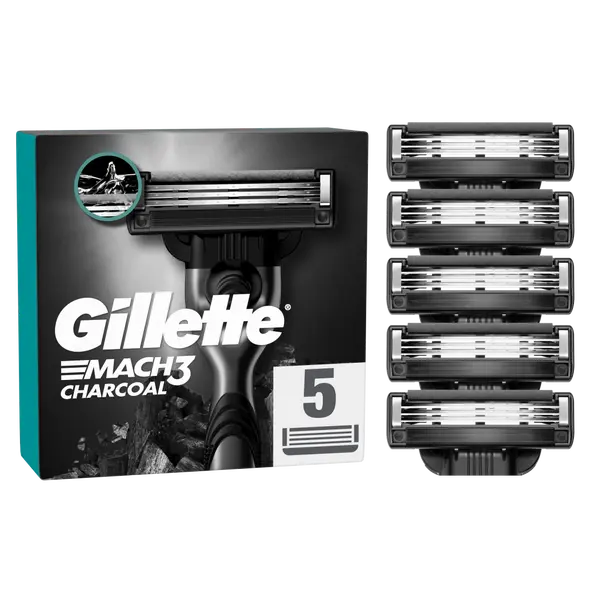 GILLETTE Mach3 Charcoal Náhradní hlavice do holicího strojku pro muže 5 ks