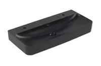 Villeroy & Boch Finion - Dvojité umývadlo 100x47 cm, bez prepadu, 2 otvory na batérie, CeramicPlus, Pure Black 4168A1R7