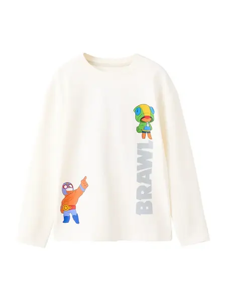 MANGO KIDS Tričko 'Brawbraw'  modrá / svetlozelená / oranžová / šedobiela