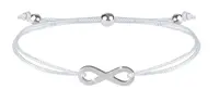 Troli Šnúrkový náramok s nekonečnom biela / oceľová