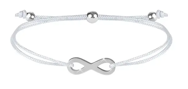Troli Šnúrkový náramok s nekonečnom biela / oceľová