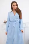 Kesi Włoski Šaty zviazané plisovaným lemom modrý