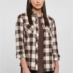 Ladies Turnup Checked Flanell Shirt růžová/hnědá