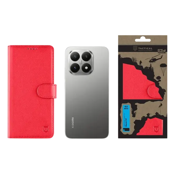 Flipové pouzdro Tactical Field Notes pro Xiaomi 15T, červená
