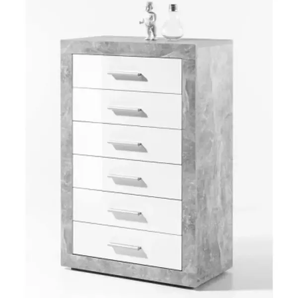 Zásuvková komoda Stone, beton/bílá