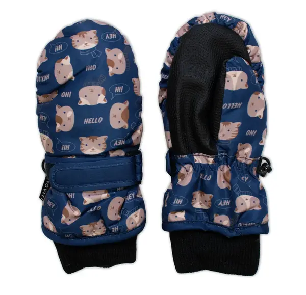 Baby Nellys Dětské zimní, nepromokavé palčáky, Hello, modré vel.  98/104, 12 cm