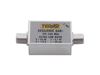 Anténní zesilovač TEROZ 604X, nízkošumový, DAB, G23dB, F0,7dB, U>120dBμV, F-F