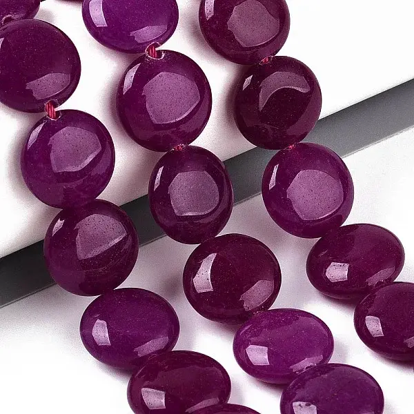 Dyed Natural White Jade Coin Beads Strands