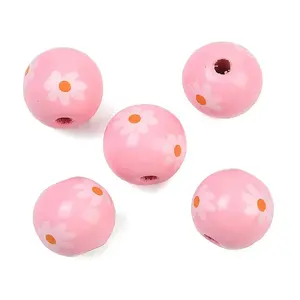 Printed Wood European Beads
