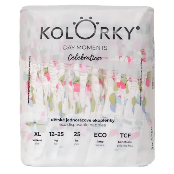 KOLORKY DAY Moments jednorázové EKO plenky XL (12-25 kg) 25 kusů