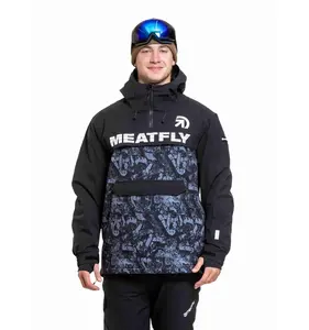 Meatfly pánská SNB & SKI bunda Zenith Graffity Gray Dark / Black | Černá | Velikost XL