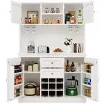 Modenvie BUFFET skříň z MDF, 120/40/188 cm bílá, se 4 dvířky a vinotékou