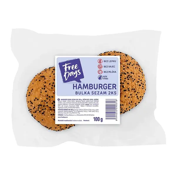 FREE DAYS Bezlepková hamburger bulka sezam 2 kusy