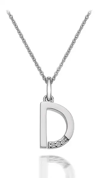 Hot Diamonds Náhrdelník Hot Diamonds Micro D Clasic DP404 (řetízek, přívěsek)