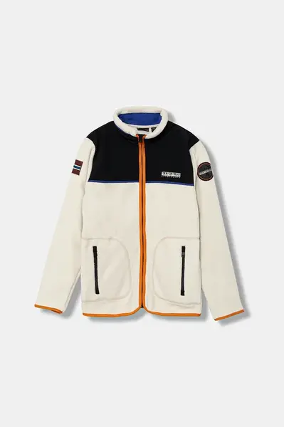 Dětská fleecová mikina Napapijri T-ARBARI béžová barva, s aplikací, NP0A88ZVN1J1