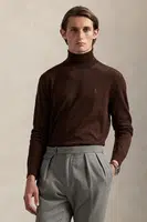 Vlněný svetr Polo Ralph Lauren pánský, hnědá barva, s golfem, 710946145