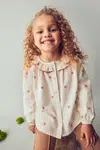 Dětská bavlněná halenka Mayoral béžová barva, vzorovaná, 4132