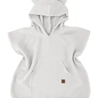 Baby Nellys Dětské mušelínové pončo lux s kapucí Teddy, rychleschnoucí, šedé, 110/122