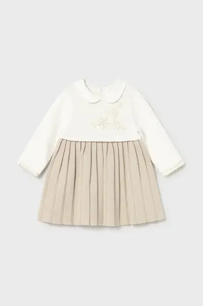 Kojenecké šaty Mayoral Newborn béžová barva, mini, áčková, 2804